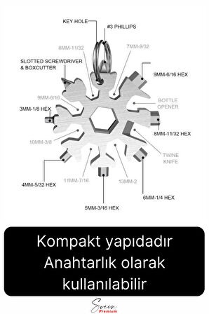 Çok Amaçlı Metal Kar Tanesi Tornavida Seti Taşınabilir Pratik Alyan Takımı 18 in 1 Anahtarlık Açıcı