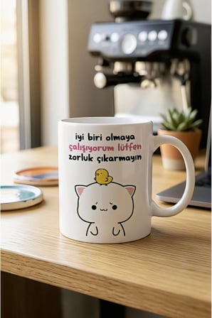 Alya Gift Shop Kişiye Özel İyi Biri Olmaya Çalışıyorum Tasarımlı Kupa Bardak
