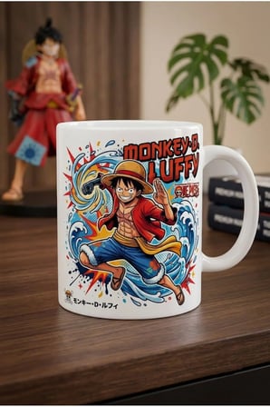 Alya Gift Shop Kişiye Özel One Pices Monkey D. Luffy Tasarımlı Premium Kupa Bardak