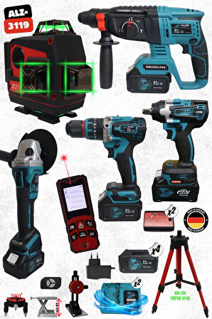 ALLİZER 6'LI SET (4 LÜ SET MAVİ +(16 YÖNLÜ LAZER ( HOPARLÖRLÜ ) + 70 M LAZER METRE) )