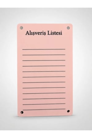 Toz Pembe Manyetik Alışveriş Listesi Yazı Tahtası - Silinebilir Kalemli Buzdolabı Not Panosu - Magnetli Planlayıcı
