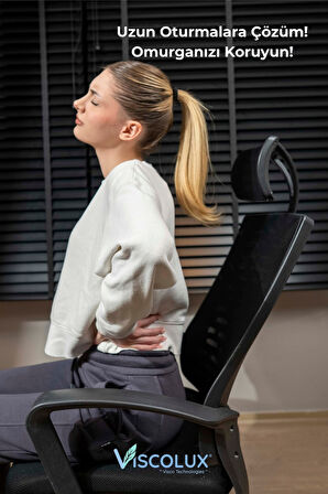 Anatomik Visco Ortopedik Minder - Ofis Araba Sandalye Minderi Mavi 44x36x9/2