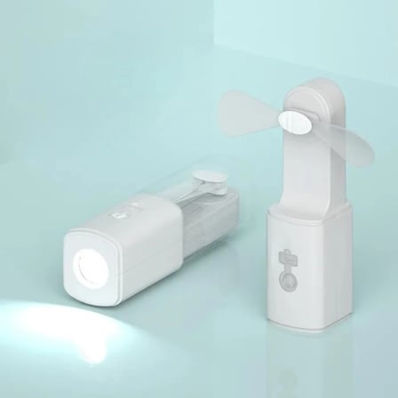 USB Şarjlı Fenerli Mini El Fanı 1200 mAh Taşınabilir Çanta Kamp ve Ofis Vantilatörü