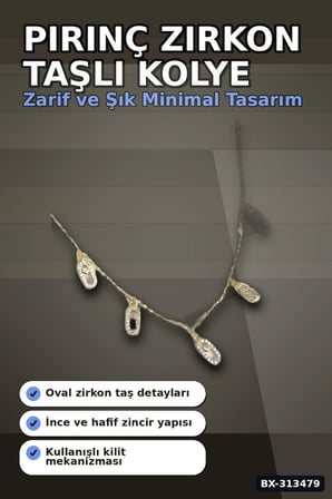 45 Cm Pirinç Minimal Messika Model Zirkon Taşlı Kadın Kolye - Zarif Takı BX-313479