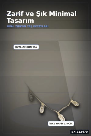 45 Cm Pirinç Minimal Messika Model Zirkon Taşlı Kadın Kolye - Zarif Takı BX-313479