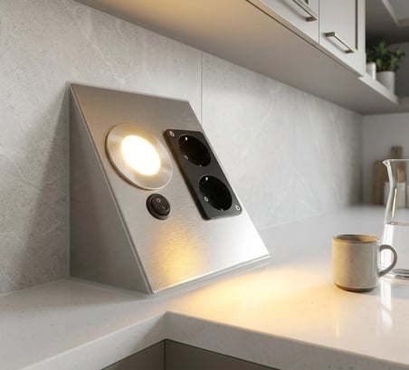 1 Adet CATA CT 5109 Krom Kasa 5W Çift Prizli Tezgah Aydınlatma Gün Işığı 3200K