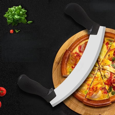 Satır Kıyma Bıçağı - Yarım Ay Modeli - Sebze Doğrama Satırı - Pizza Dilimleme Bıçağı - Paslanmaz Çel