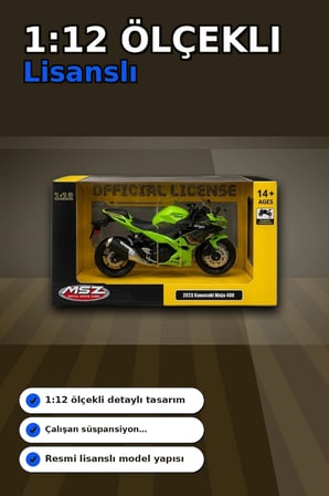 Detaylı 1/12 2023 Kawasaki Ninja 400 Motosiklet - Koleksiyonluk Tekli Paket BX-313415