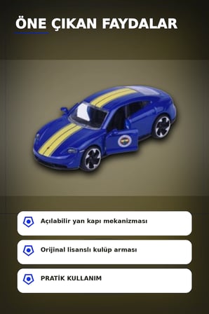 1 Adet Sarı-Lacivert 1:64 Die-Cast Metal Model Araba 7.5 cm Fenerbahçe Koleksiyon BX-313390