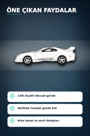 VeilSide Combat Beyaz 1/64 Diecast Toyota Supra Model Araba - Mini Koleksiyonluk BX-313383