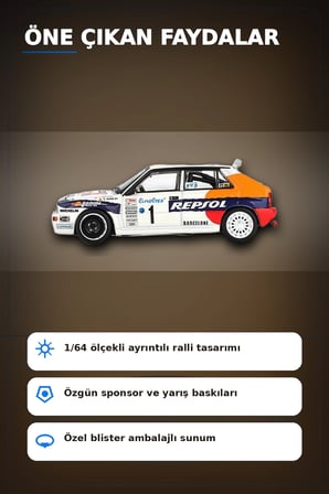 Monte Carlo Blisterli 1/64 Lancia Delta HF Integrale Model Araba - Tek Adet BX-313356