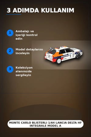 Monte Carlo Blisterli 1/64 Lancia Delta HF Integrale Model Araba - Tek Adet BX-313356
