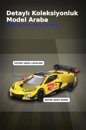 1/64 Chevrolet Corvette Z06 GT3 Yarış Arabası - 2025 IMSA Daytona Modeli BX-313376