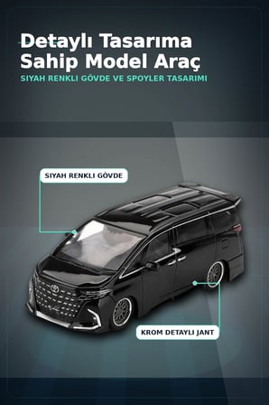 Siyah Kaplamali 1/64 Olcek Toyota Alphard 40 KUHL Model Araba - Koleksiyonluk Tekli Paket BX-313335