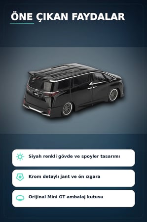 Siyah Kaplamali 1/64 Olcek Toyota Alphard 40 KUHL Model Araba - Koleksiyonluk Tekli Paket BX-313335