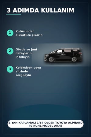 Siyah Kaplamali 1/64 Olcek Toyota Alphard 40 KUHL Model Araba - Koleksiyonluk Tekli Paket BX-313335