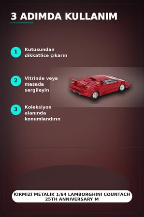 Kırmızı Metalik 1/64 Lamborghini Countach 25th Anniversary Model Araba BX-313387