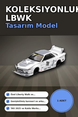Sert Plastik 1/64 LBWK Nissan Skyline GT-R R32 Kaido Works Model Araba, Koleksiyonluk BX-313329