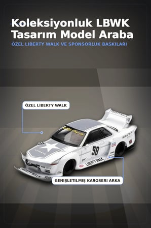 Sert Plastik 1/64 LBWK Nissan Skyline GT-R R32 Kaido Works Model Araba, Koleksiyonluk BX-313329