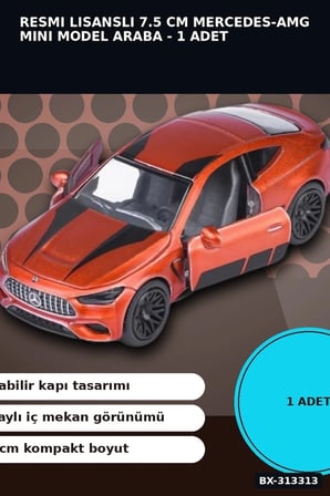 Resmi Lisanslı 7.5 cm Mercedes-AMG Mini Model Araba - 1 Adet, Koleksiyonluk Oyuncak BX-313313