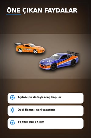Die-Cast Metal 1:32 13 cm 2001 Nissan Silvia S15 ve Toyota Supra Araba Seti BX-313394