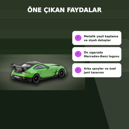Eco Lounge 1/64 Ölçekli Mercedes-Benz AMG GT Black Series Yeşil Model Araba
