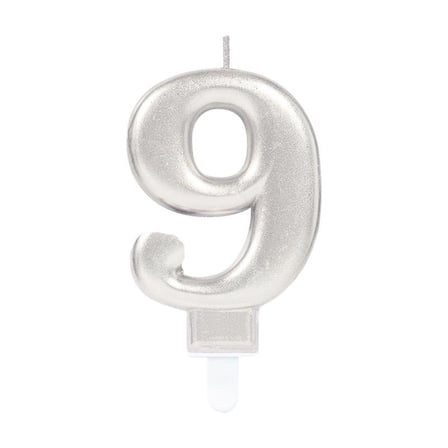 9 Rakam Mum Gümüş Renk Bx40