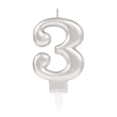 3 Rakam Mum Gümüş Renk Bx40