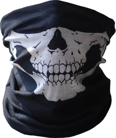 Siyah Renk Dikişsiz Çok Fonksiyonlu Çene Kafatası Yüz Maskesi Baf Buff Bandana Boyunluk Bileklik Bx4