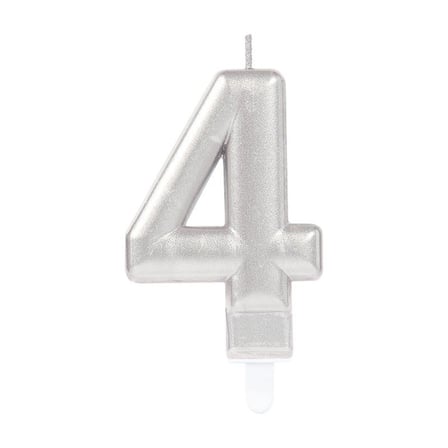 4 Rakam Mum Gümüş Renk Bx40