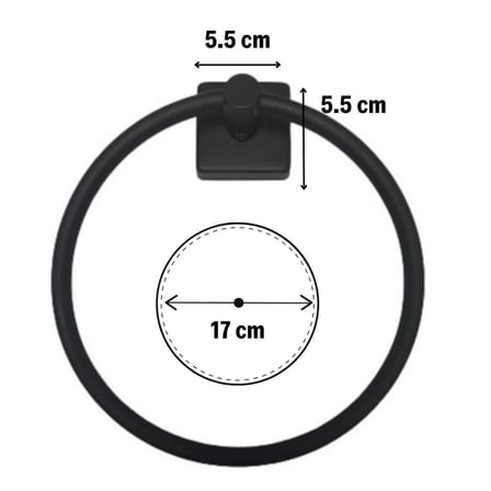 Kendiliğinden Yapışkanlı Siyah Paslanmaz Metal Yuvarlak Havluluk Bx40