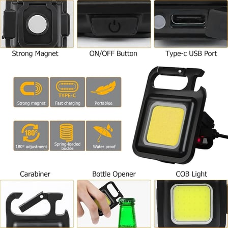 Anahtarlıklı Fener Fener Cob Led Bx40