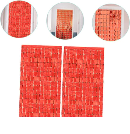 Ekstra Metalize Kırmızı Renk Disko Dikdörtgen Kesim Kapı Perdesi Dekorasyon 1x2 Metre Bx40