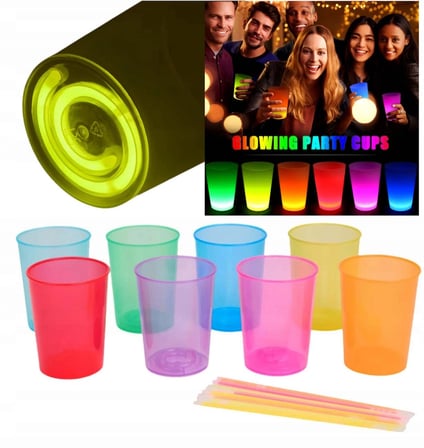 Karanlıkta Yanan Gece Işığı Mega Glow Bardaklar 8 Adet 8.5 X 10.5 Cm Bx40