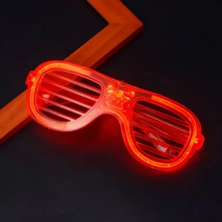 Kırmızı Led Işıklı Parti Gözlüğü - Neon Glow Şerit Gözlük 3 Modlu Bx40