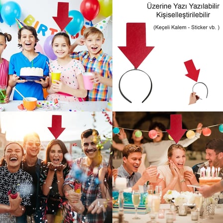 Kişiselleştirilebilir Ok Taç – Üzerine Yazı Yazılabilen Parti Tacı Kırmızı Renk Bx40
