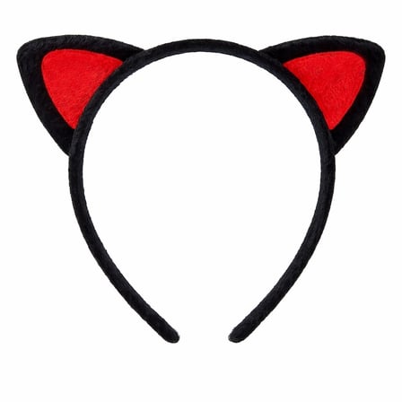 Peluş Kedi Kulak Taç Kırmızı Siyah – Çocuk Parti &amp;amp;amp; Kostüm Tacı Bx40