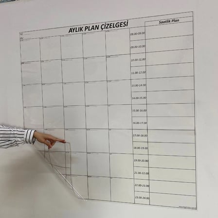 Aylık Planlayıcı Manyetik Duvar Stickerı Takvim Plan Çizelgesi Bx40