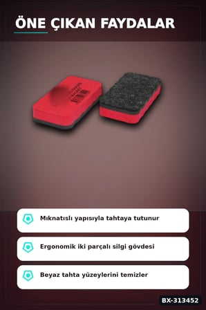 Renkli Eva Sünger Tutacaklı 40 Adet Mıknatıslı Tahta Silgisi - Sınıf Kullanımına Uygun BX-313452