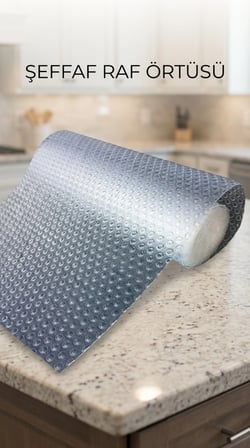 Mutfak Dolap İçi Kaydırmaz Şeffaf Raflık Örtüsü 45x300 cm Pvc Koruyucu