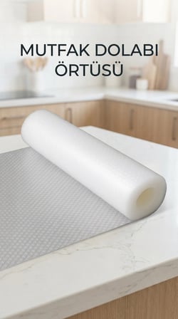 Şeffaf Kaydırmaz Dolap İçi Raf Örtüsü 45x300 cm PVC Malzeme