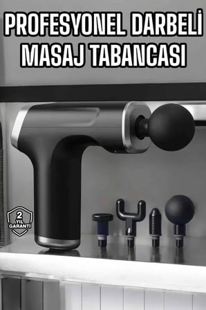 Masaj Tabancası 4 Başlıklı Kas ve Vücut Ağrıları İçin Şarjlı Darbeli