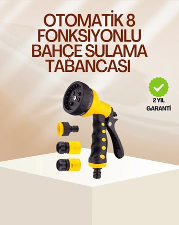 8 Fonksiyonlu Bahçe Sulama Tabancası Seti Çok Amaçlı Hortum Ucu