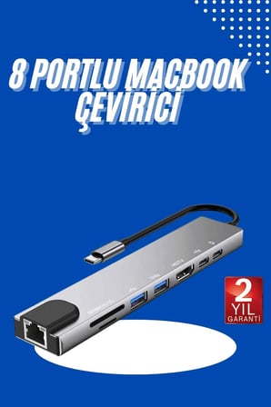 Usb Type-c Hub Dönüştürücü Çevirici Çoklayıcı Macbook Çevirici 8 Portlu