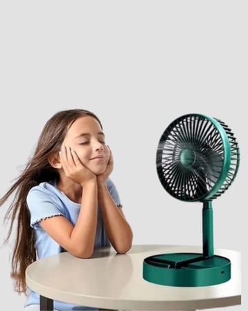 Şarjlı Katlanabilir Mini Fan – 3 Kademe Hız Ayarı, Taşınabilir Tasarım