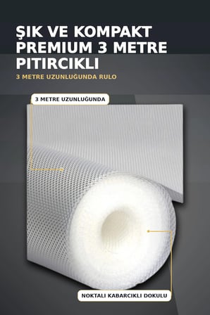 3 Metre Kalın Dokulu Şeffaf Raf Örtüsü, Kabarcıklı Tezgah ve Dolap İçi Koruyucu Mat