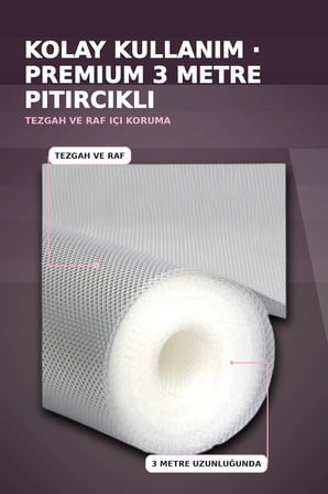 3 Metre Şeffaf Noktalı Dokulu Kalın Raf Örtüsü ve Tezgah Koruyucu Mat