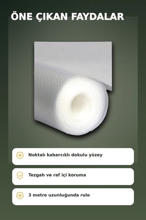 3 Metre Kalın Dokulu Şeffaf Raf Örtüsü ve Tezgah Üstü Koruyucu Çok Amaçlı Mat