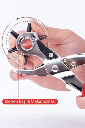 6 Farklı Uçlu Kemer Delme Pensesi Deri Kemer ve Kumaş İçin Ayarlanabilir Delik Açıcı El Aleti