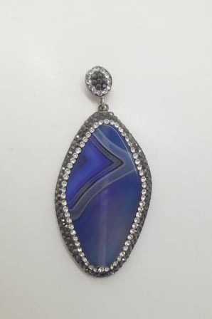 Doğal Dokulu Oval Zirkon Taşlı Amatist Taşı Kolye Ucu